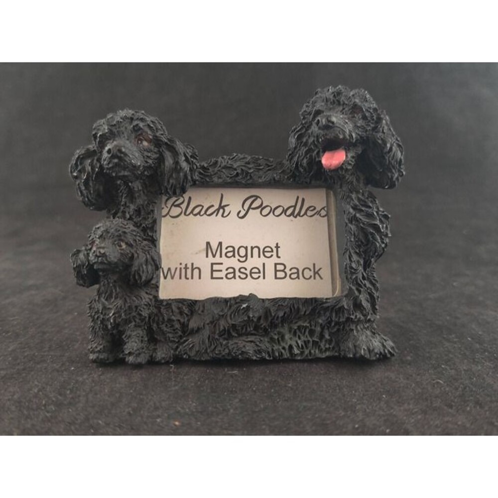 Vintage Resin Black Poodles Magnet/Frame